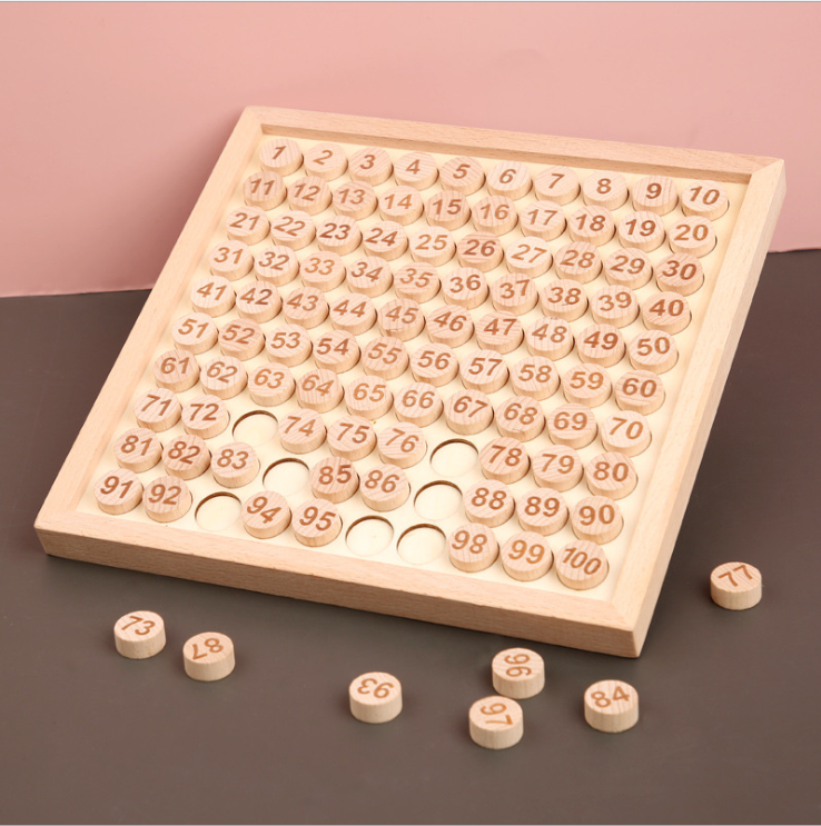 Wooden Toys 1-100 Board, For 3 Years Old+